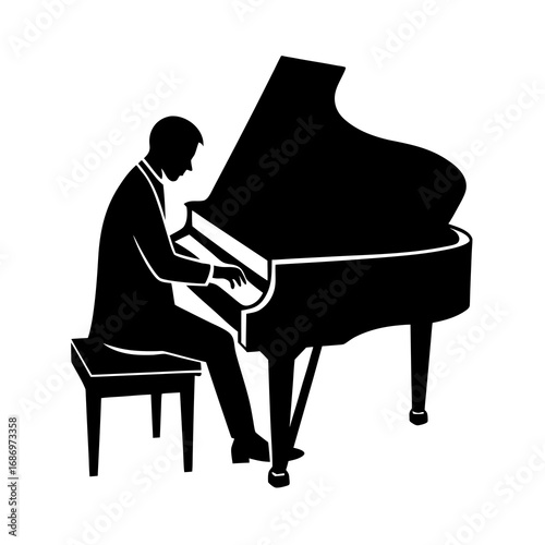 piano player silhouette