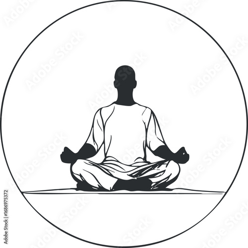 Silhouette of a person sitting in lotus pose meditating for mindfulness and inner peace