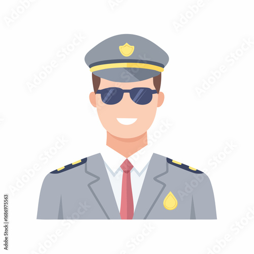Illustration of a smiling uniformed professional with sunglasses