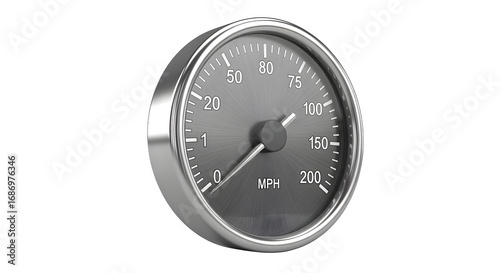 Classic analog speedometer dial indicating speed on a white background.