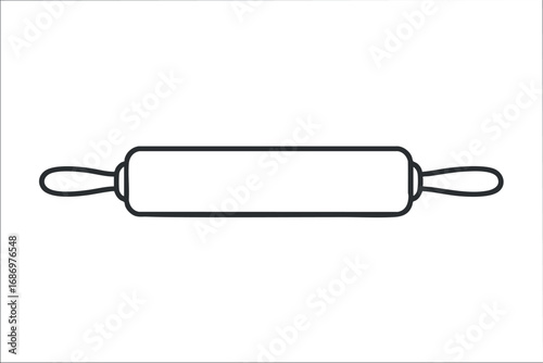 Simple black outline illustration of a rolling pin kitchen tool used for flattening dough in baking