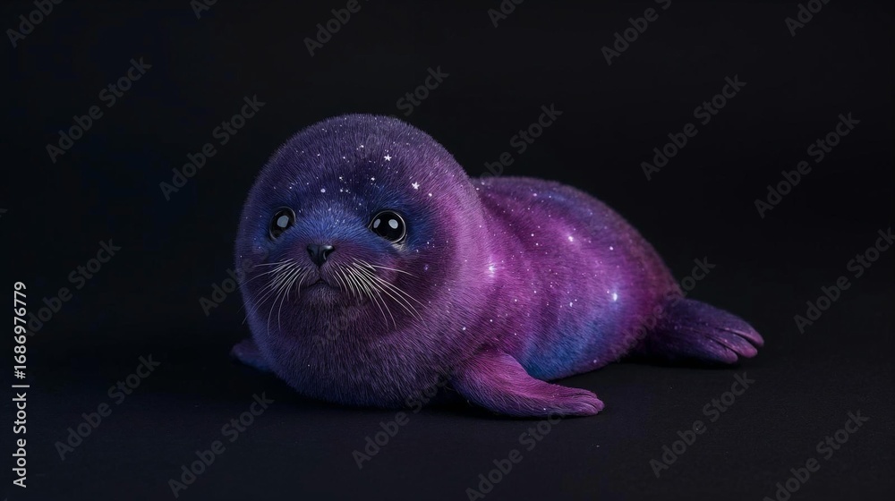 Obraz premium Cosmic Baby Seal in Deep Purple and Blue
