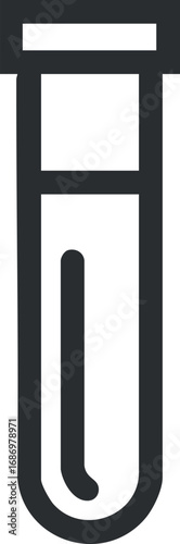 Black and white vector icon of a laboratory test tube used for scientific experiments and medical research