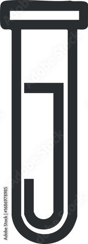 Black outline icon of an empty test tube used for laboratory experiments and scientific research