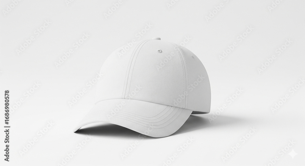 Fototapeta premium Blank white baseball cap mockup, sporty headwear, isolated transparent background.