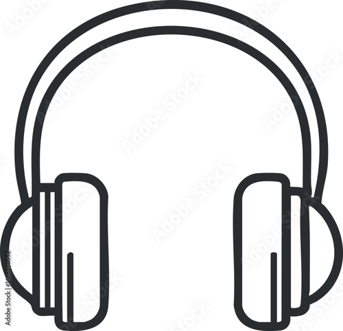 Black outline icon of headphones representing audio listening and sound technology device