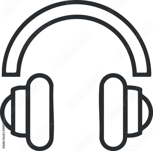 Black outline icon of headphones representing audio listening device for music or communication