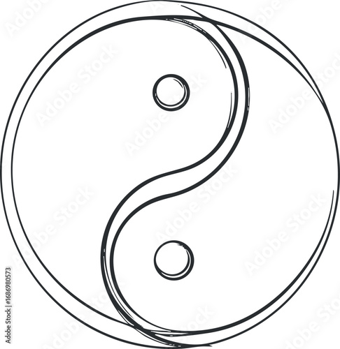 Hand-drawn yin yang symbol representing balance and harmony between opposing forces