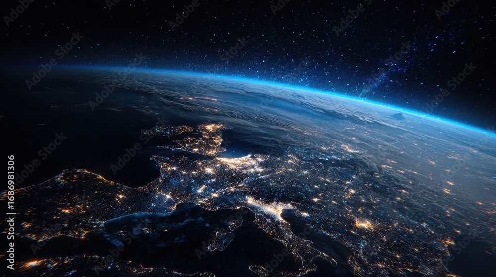 Fototapeta premium europe at night from space