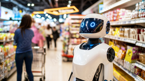 Wallpaper Mural AI robot in supermarket provides help and customer service Torontodigital.ca