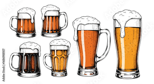 A lively collection of refreshing beers poured abundantly into various glassware styles
