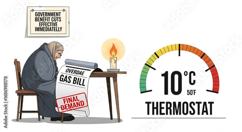 Elderly Person Reading Newspaper About Gas Bill Increase