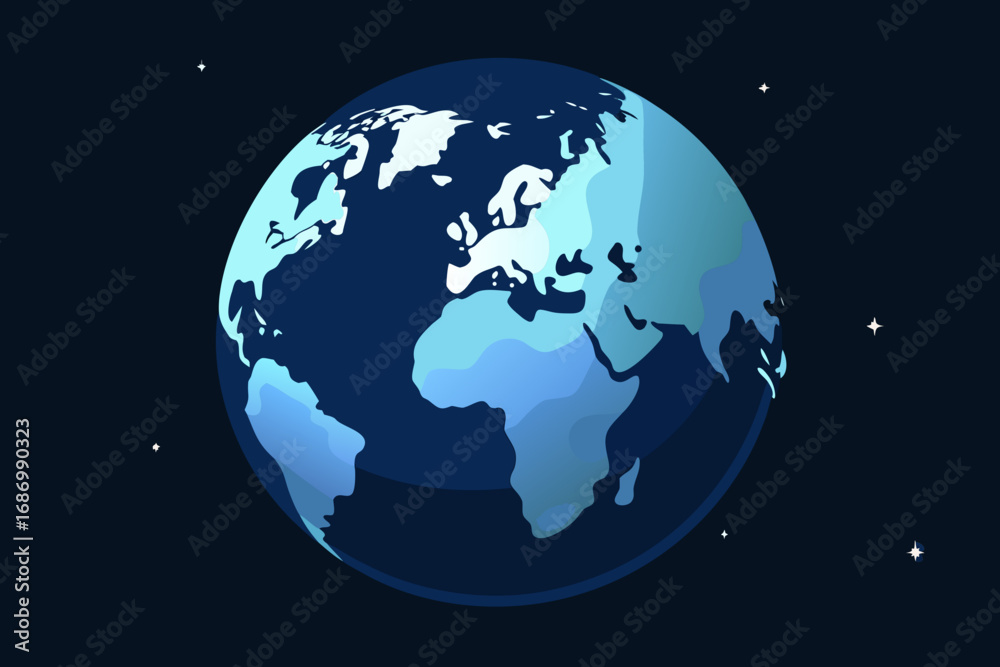 Fototapeta premium Stylized earth in space with stars