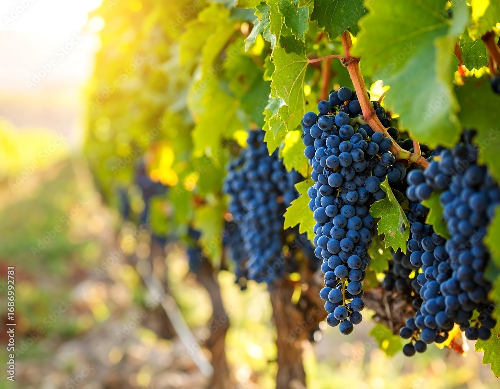 Fototapeta premium Vineyard with red grapes