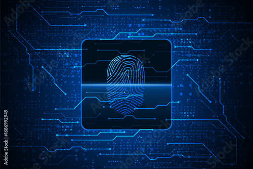 scan fingerprint, Cyber security and password control through fingerprints, access with biometrics identification
