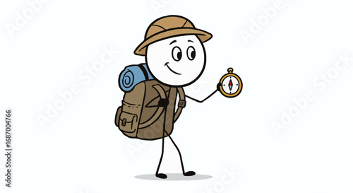 Adventurous Explorer With Compass and Backpack Ready for Travel and Exploration