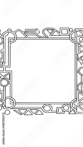 Intricate geometric border with various shapes