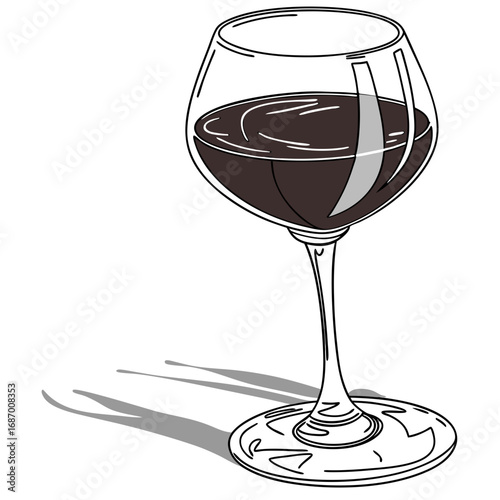 Illustration of a glass of red wine with shadow