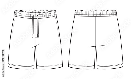 Men's shorts illustration front and back view