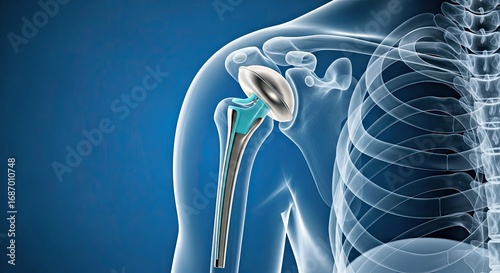 X Ray View of a Shoulder Joint Replacement Implant