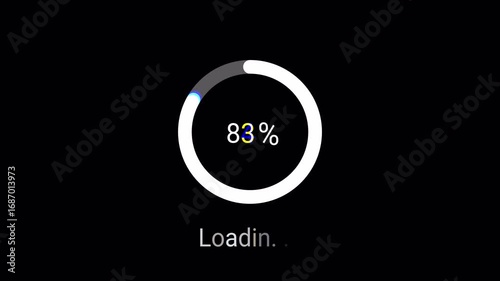 loading glitch circle animation on black background. Circular loading bar with glitch and noise. Display stuck animation