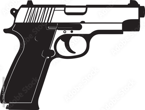 Modern Firearm Gun Weapon Silhouette Vector Graphic for Defense and Protection Art