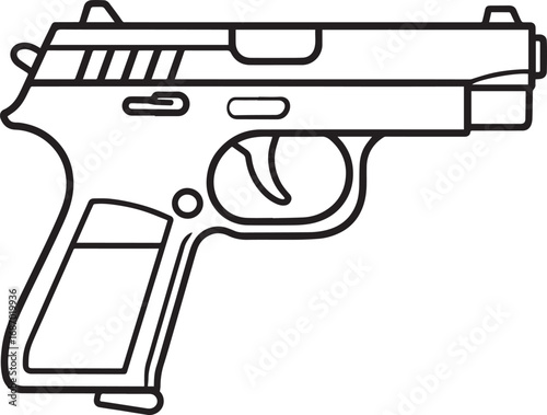Modern Firearm Gun Weapon Silhouette Vector Graphic for Defense and Protection Art