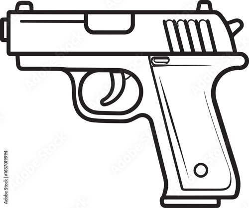 Modern Firearm Gun Weapon Silhouette Vector Graphic for Defense and Protection Art