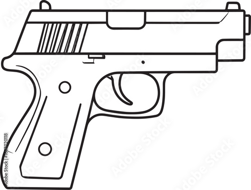 Modern Firearm Gun Weapon Silhouette Vector Graphic for Defense and Protection Art