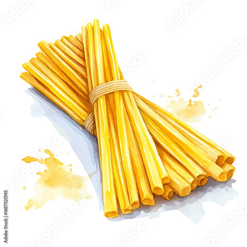 Udon Noodles, watercolor painting vector, isolated on a white background.