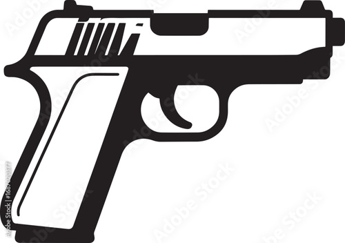 Modern Firearm Gun Weapon Silhouette Vector Graphic for Defense and Protection Art