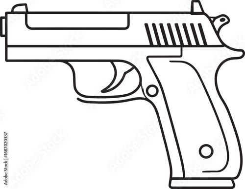 Modern Firearm Gun Weapon Silhouette Vector Graphic for Defense and Protection Art