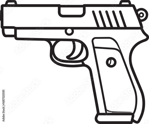 Modern Firearm Gun Weapon Silhouette Vector Graphic for Defense and Protection Art