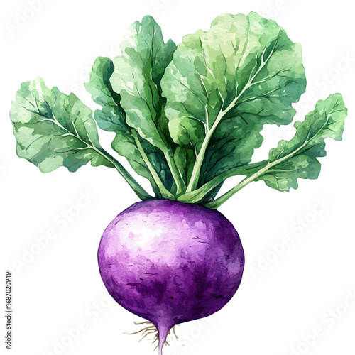 Turnip, watercolor clipart vector, isolated on a white background.
