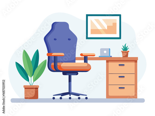 Comfortable ergonomic office chair and modern desk setup for productive workspaces