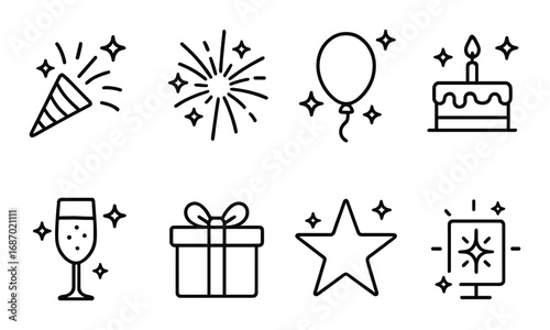 Elegant icons of love and celebration: heart, ring, flowers, dress, candle, chair, gift, vase
