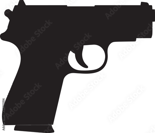 Modern Firearm Gun Weapon Silhouette Vector Graphic for Defense and Protection Art