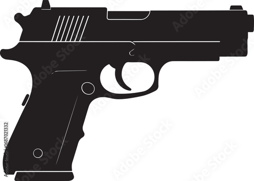 Modern Firearm Gun Weapon Silhouette Vector Graphic for Defense and Protection Art