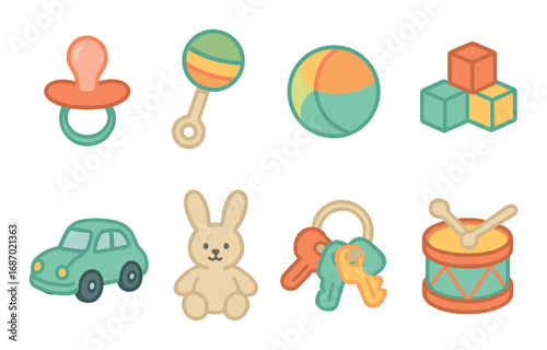 Camping essentials icons on green background featuring gear and nature symbols