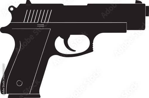Modern Firearm Gun Weapon Silhouette Vector Graphic for Defense and Protection Art