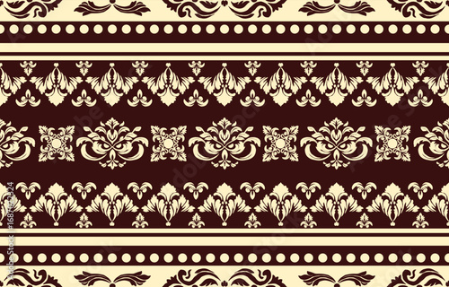 Damask pattern Colorful background. Luxurious classic ornament in baroque style. Golden ornament design for wallpaper, textiles and luxury	