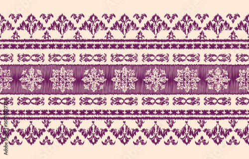 Ikat Damask pattern Colorful background. Luxurious classic ornament in baroque style. Golden ornament design for wallpaper, textiles and luxury