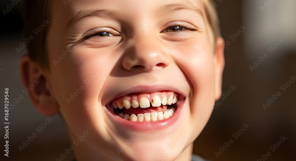 Obraz premium Radiant Joy - Close-up of a Young Boys Infectious, Genuine Laughter and Sparkling Eyes.