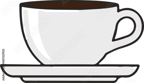 Vector illustration of a classic coffee cup on a saucer