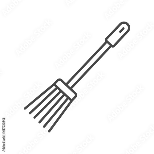 Line art illustration of a mop with a long handle and a cleaning head with vertical lines. Editable stroke. Icon vector illustration