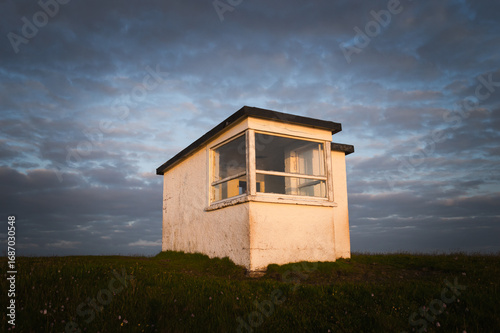 The Coastguard Hut on the northern cliffs of Rathlin Island in County Antrim, Northern Ireland 