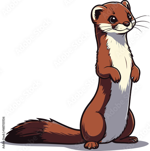 Cute cartoon a illustrator vector weasel