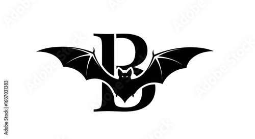 Stylized Bat and Letter B Logo Design.