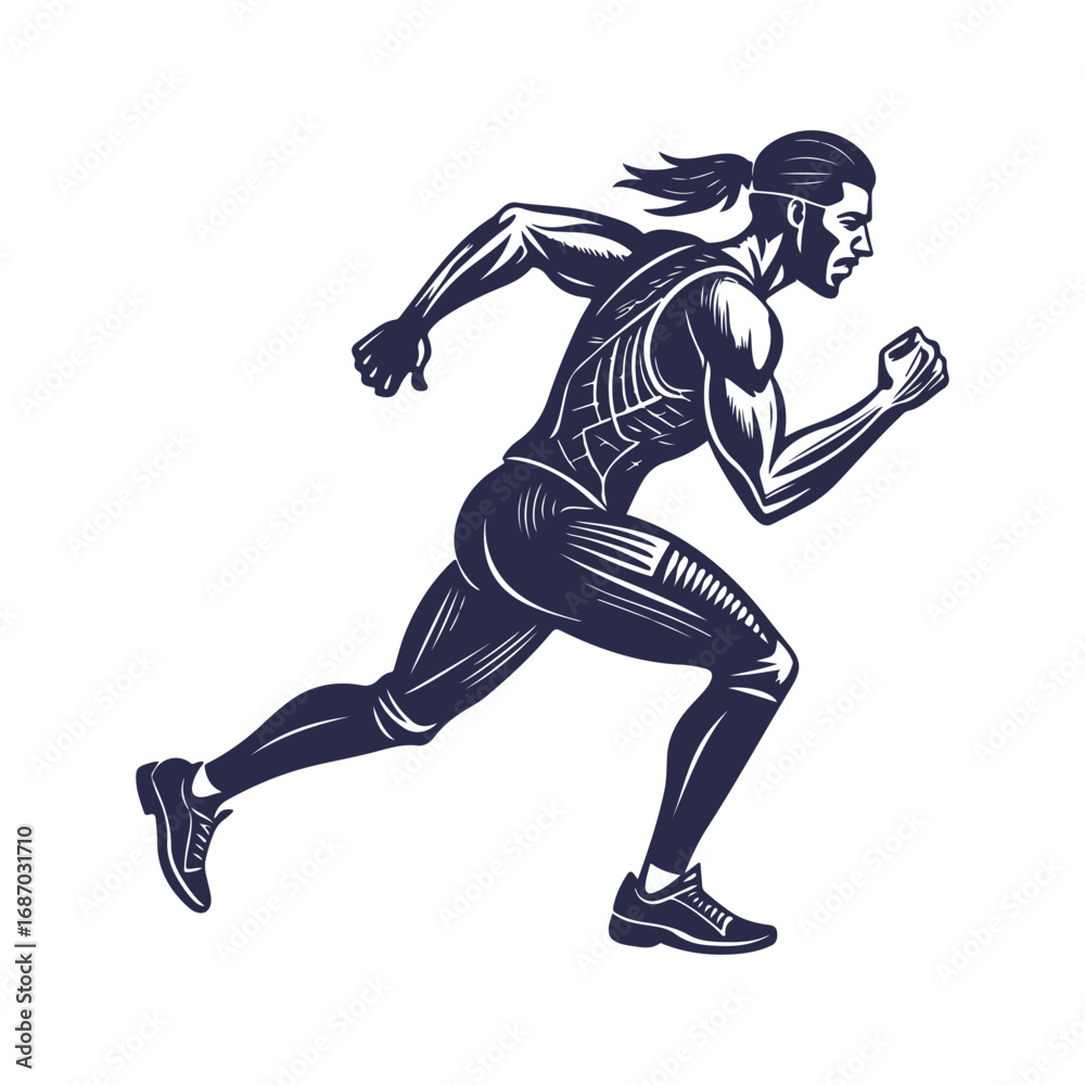 Fototapeta premium Athletic Runner Silhouette Illustration – Sport Fitness Man Sprinting Vector