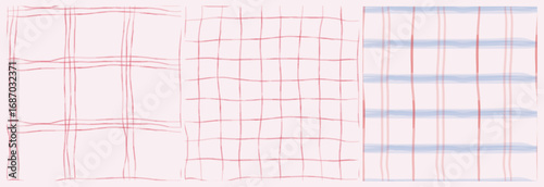 Cottage core linene tablecloth ornament. Seamless pattern for invitation, poster, placard backgrounds. Vector Hand drawn gingham check in vintage cottagecore style in pastel colors for prints, textile